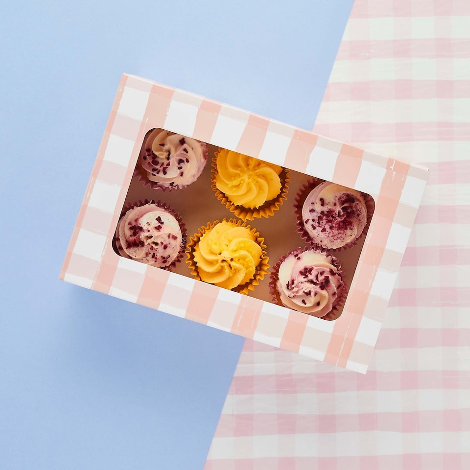 image 1 of Hootyballoo Gingham 6 Piece Cupcake Box