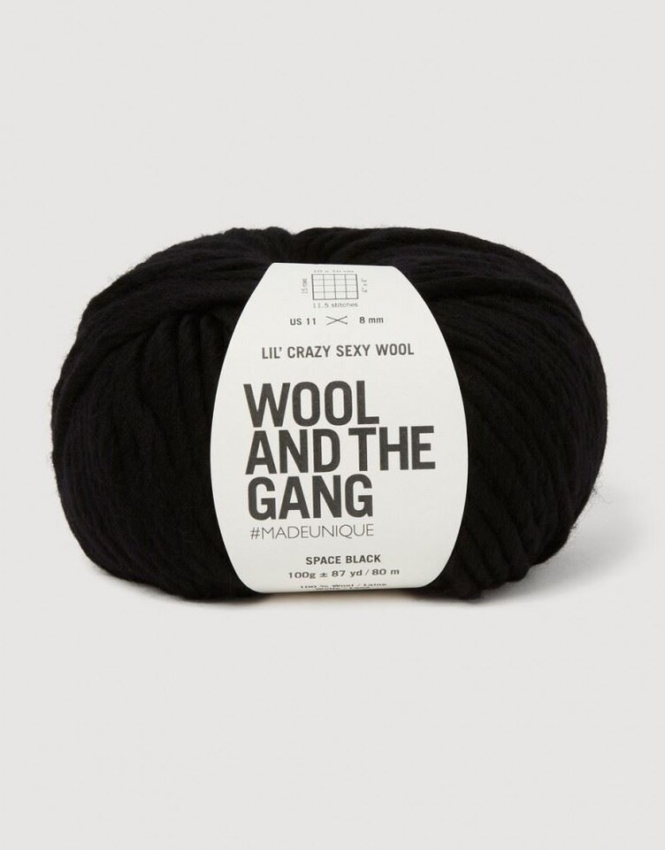 Wool and the Gang Black Lil Crazy Sexy Wool Chunky Yarn For Crochet, Knitting - per 100 gram ball