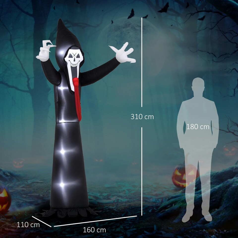 image 1 of Outsunny 10 FT Grim Reaper Halloween Inflatable for Indoor, Outdoor Party