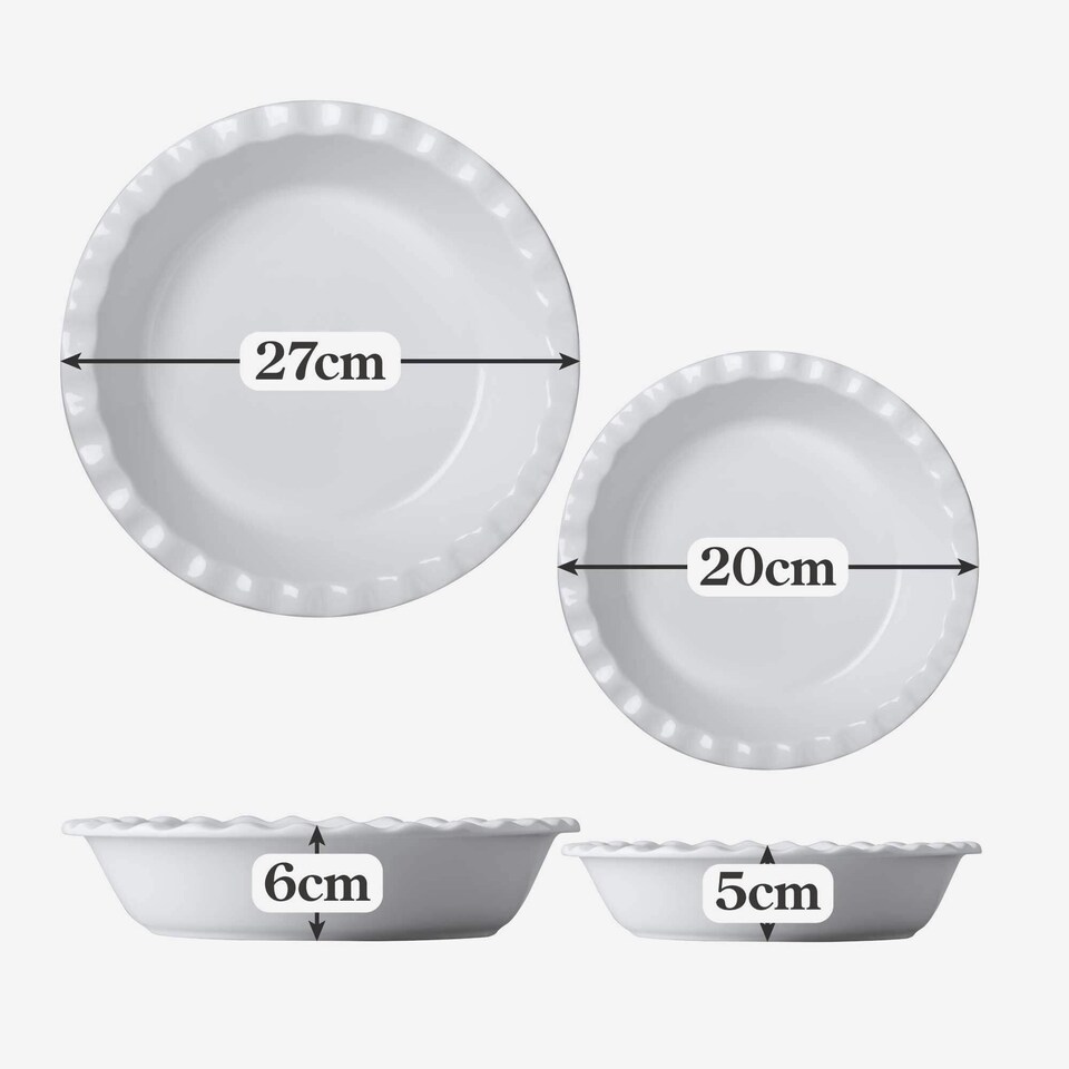 image 1 of Wm Bartleet & Sons Porcelain Round Pie Dish with Crinkle Crust Rim, Set of 2 White