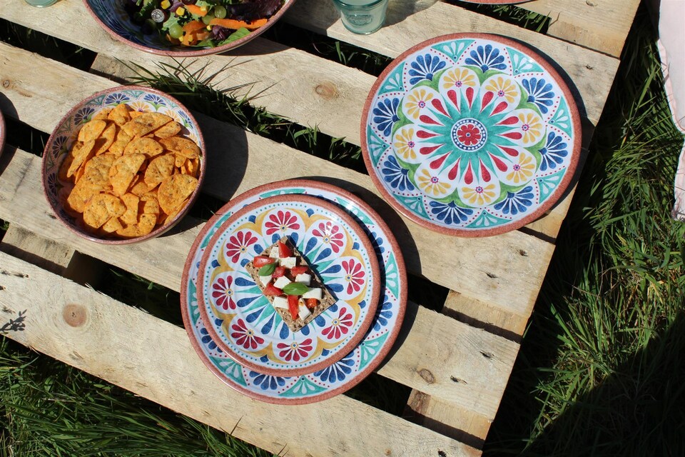 image 1 of Rio Medallion Melamine Dinner Plates - Set of 5 | Multi