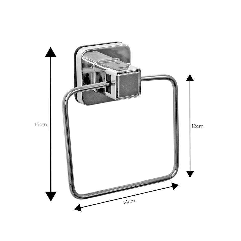 image 1 of Showerdrape Pushloc Stainless Steel Suction Wall Mounted Towel Ring | Silver | Chrome | 1