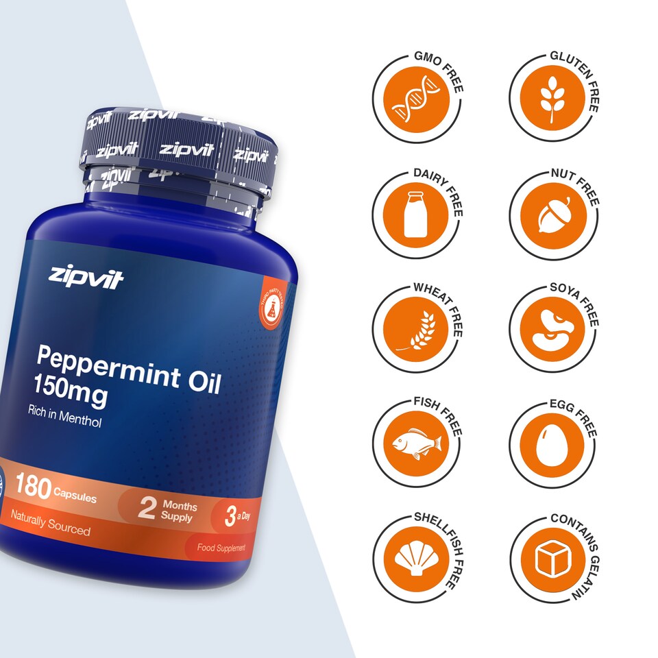 image 1 of Zipvit Peppermint Oil 150mg, High Purity Peppermint Extract, 180 Softgels, 2-Month Supply