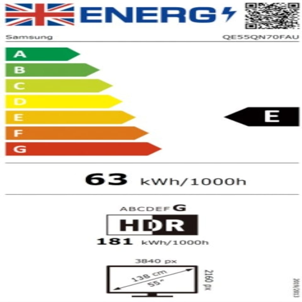 image 1 of Samsung QEQN70F 55 inch 4K Ultra HD Neo QLED HDR Smart TV - QE55QN70F