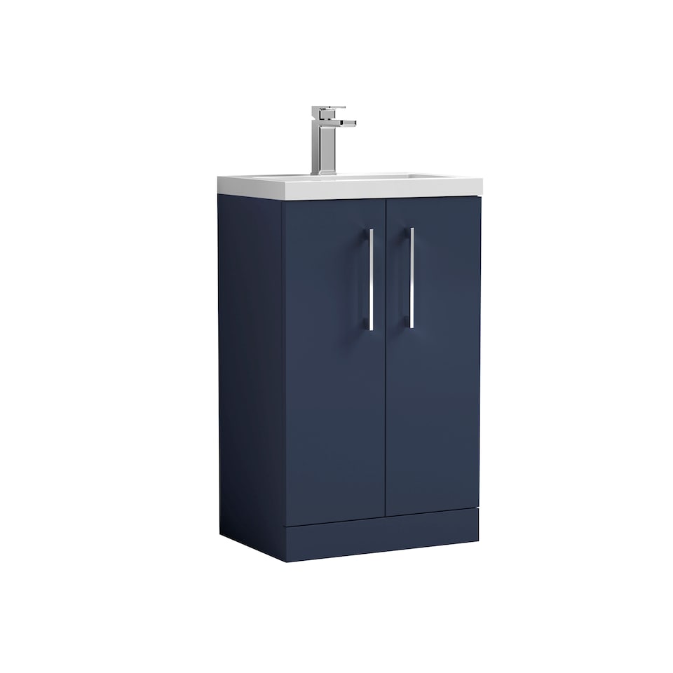 image 1 of Balterley Bramshall Compact 500mm 2 Door Dark Blue Floor Standing Vanity Unit With Basin