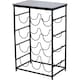 image 1 of 12 Bottle Wine Rack Shelf Freestanding Metal Frame Wooden Top Display Stand | Grey | Grey