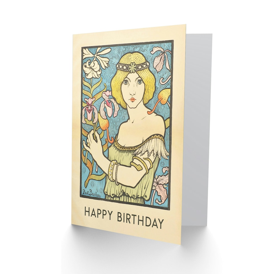 image 1 of Nouveau French Paul Berthon Salon Des Cent Her Birthday Card