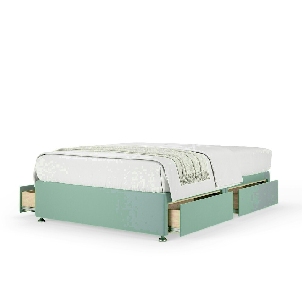 image 1 of Super Ortho Orthopaedic Duckegg Plush Velvet 4 Drawer Divan Set King Size