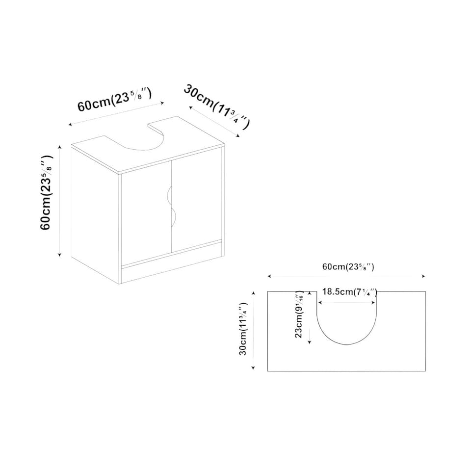 image 1 of Bathroom Sink Cabinet with Partial Pedestal | Brown | 60 x 60 x 30 | 1