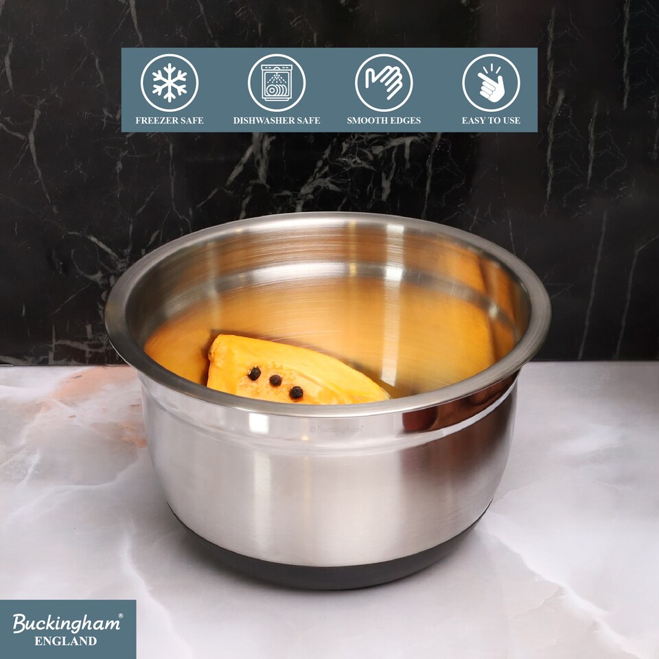 image 1 of Buckingham Deep Salad Mixing Bowl with Black Silicone Base 17.5 cm , 1.5 Litre