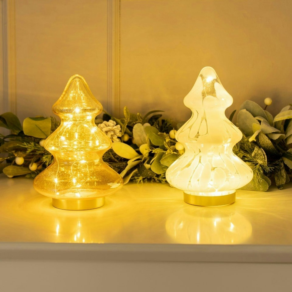 image 1 of ValueLights Christmas Tree Gold Illuminated Decoration with Gold Shade and Integrated LED .9W Neutral White 2800K Bulb