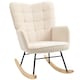 image 1 of HOMCOM Wingback Rocking Chair with Wooden Base, Upholstered Fleece Glider Rocker for Nursing, Modern Armchair - Beige