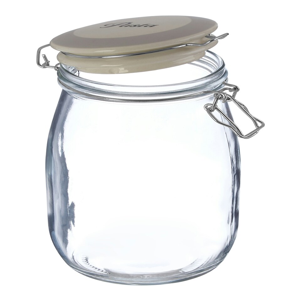 image 1 of Interiors by Premier Versatile And Stylish Pasta Storage Jar, Airtight Sealed Glass Jar With Lid, Ergonomic Design Mason Jar