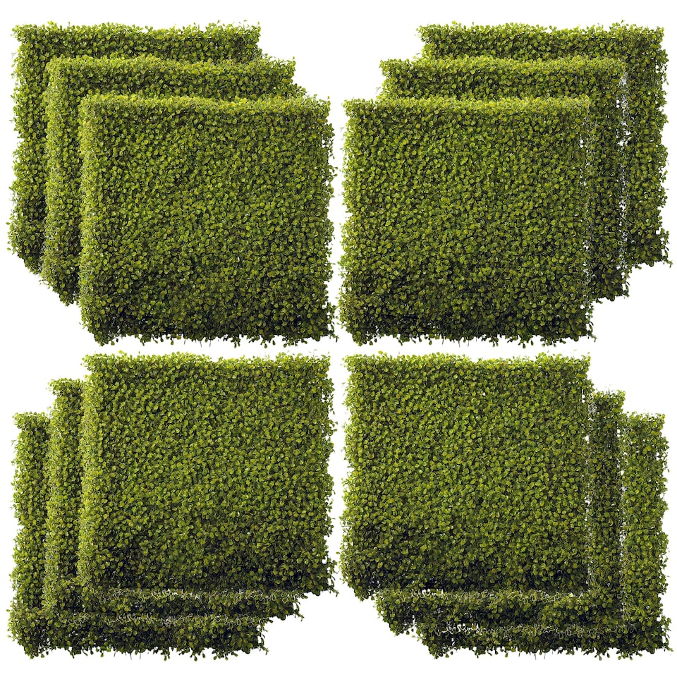 image 1 of Outsunny 12PCS Artificial Boxwood Panel 50cm x 50cm Faux Hedge Greenery Backdrop