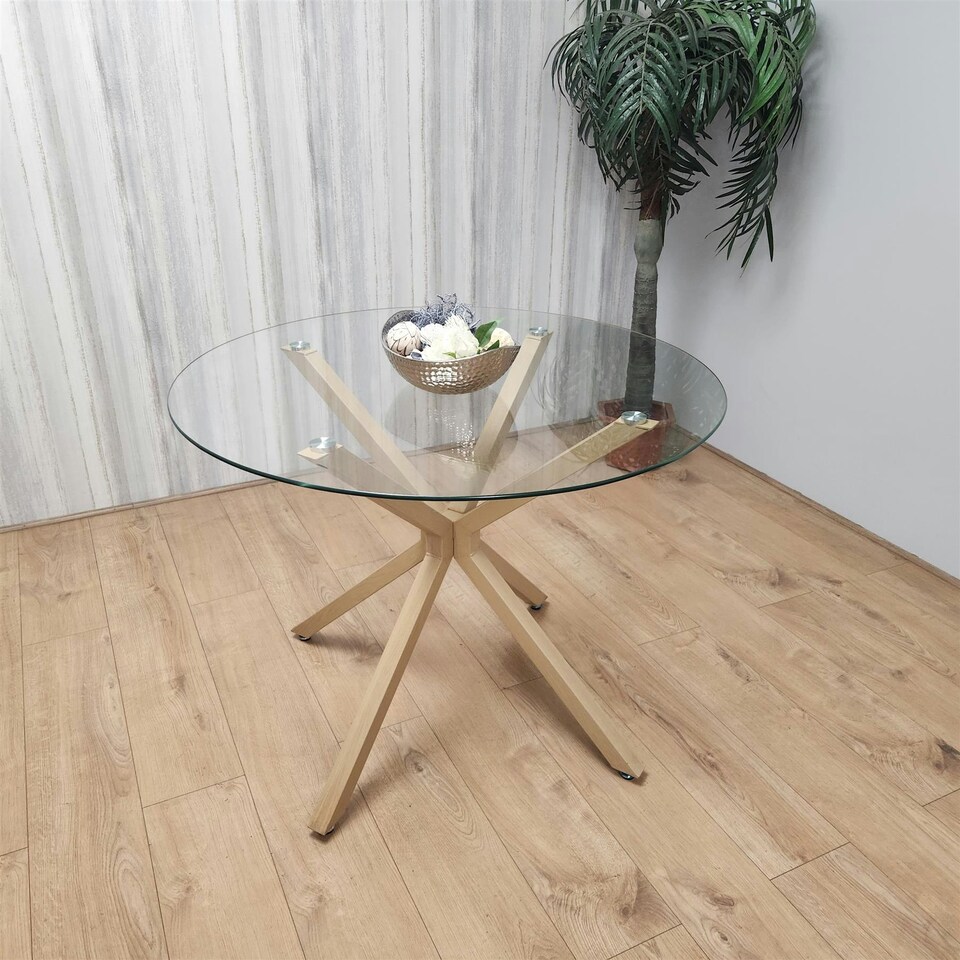 image 1 of Dining Table Clear Glass Kitchen Place for 4 Seats, Dining Table Only (Clear H 75 x L 100 x W 100 cm) Clear