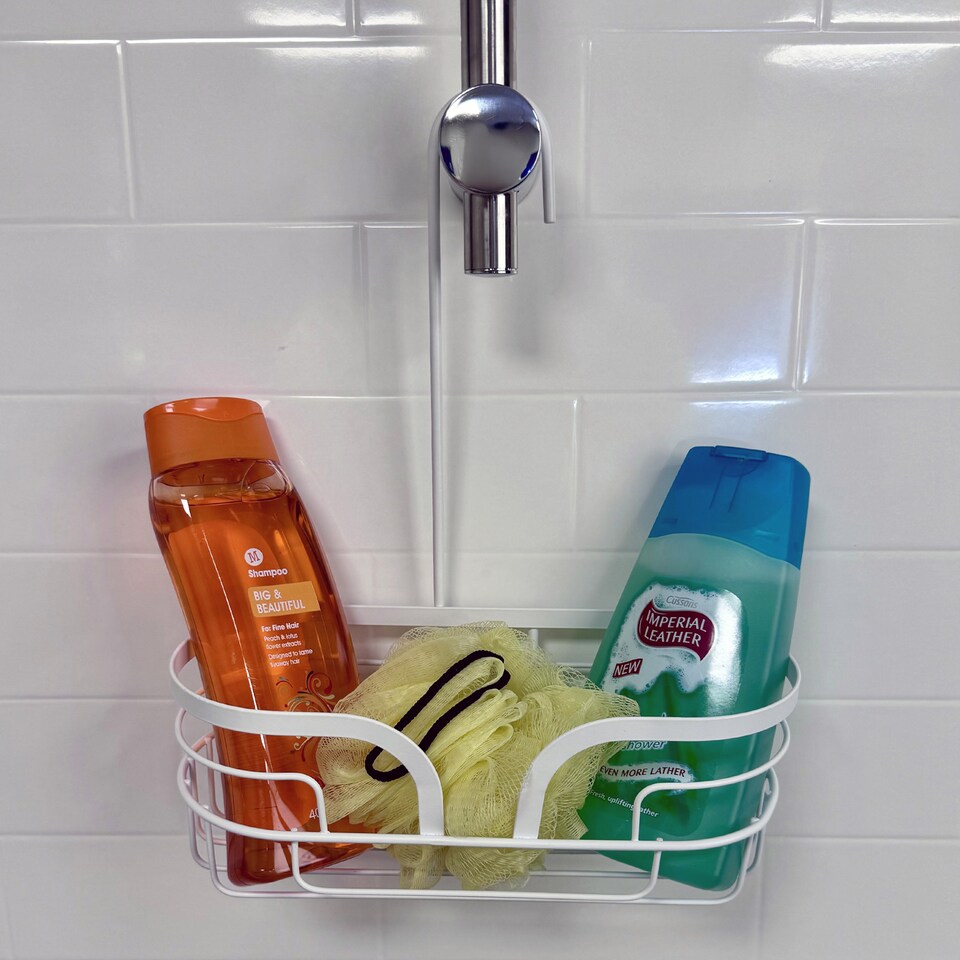 image 1 of Showerdrape Dante White Steel Mini Hook Over Shower Caddy | White | 1