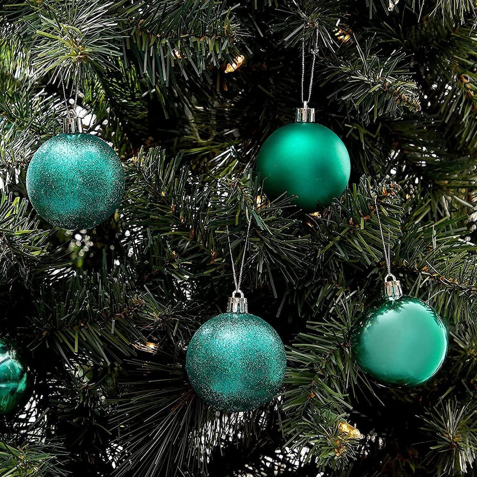 image 1 of 60mm/18Pcs Christmas Baubles Shatterproof Emerald Green,Tree Decorations