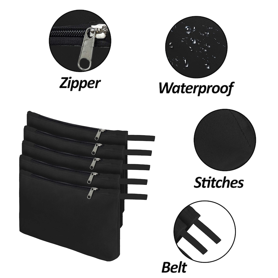 image 1 of Covers&All Tool Bag, 12 Oz Heavy Duty Waterproof Pouch with Sturdy, 7 in L x 11 in W x 7 in H, Black