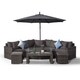 image 3 of Santorini L Shape Modular 5 Seat Rattan Corner Sofa Set With Daybed Ottoman, Large Coffee Table & 2 Stools Grey | Grey