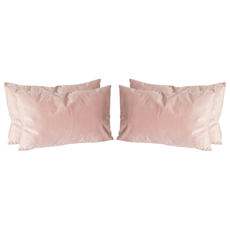 image 1 of Nicola Spring Rectangle Velvet Cushions - 60cm x 40cm - Pink - Pack of 4