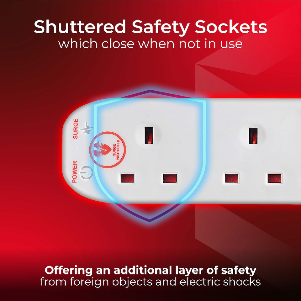 image 1 of Masterplug 4 Socket Surge Protected Extension Lead With Individual Switches