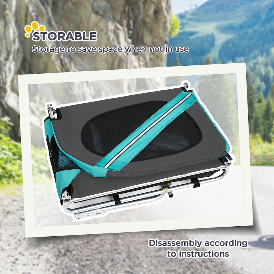 image 1 of PawHut Pet Bicycle Trailer Dog Cat Bike Carrier Water Resistant Green Outdoor