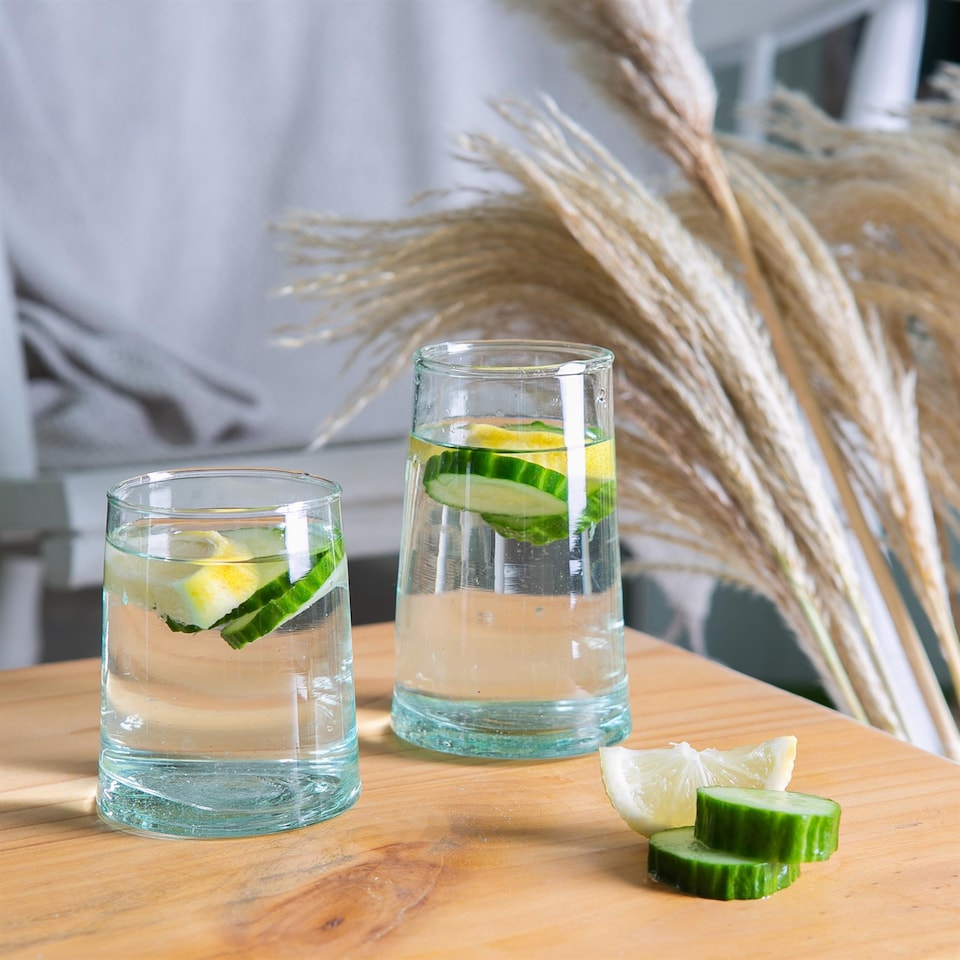 image 1 of Nicola Spring 12 Piece Merzouga Recycled Glassware Set - Clear | Clear | Clear | 12