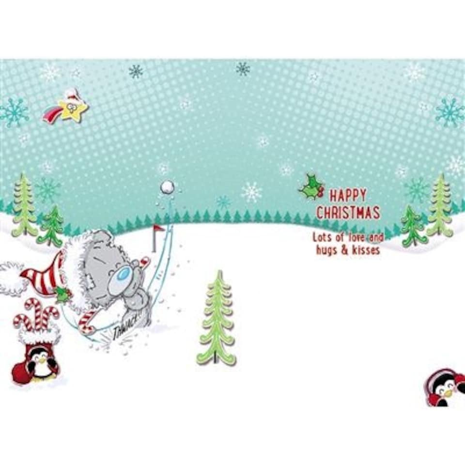 image 1 of Bear Playing Hockey With Snow Ball Best Dad Christmas Card