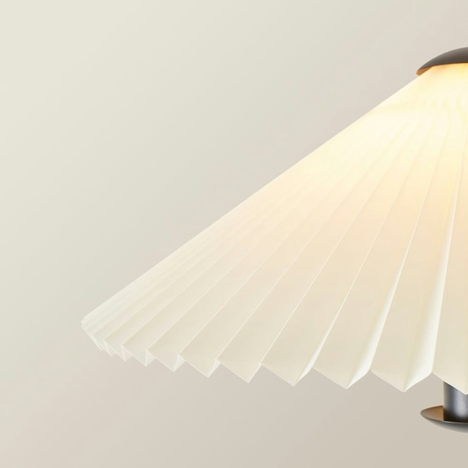 image 1 of ValueLights Wiggle Black Metal Floor Lamp with Origami Pleated Shade Black