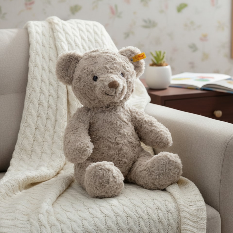 image 1 of Steiff Large Honey Teddy Bear, Soft Toy, Grey, 38cm