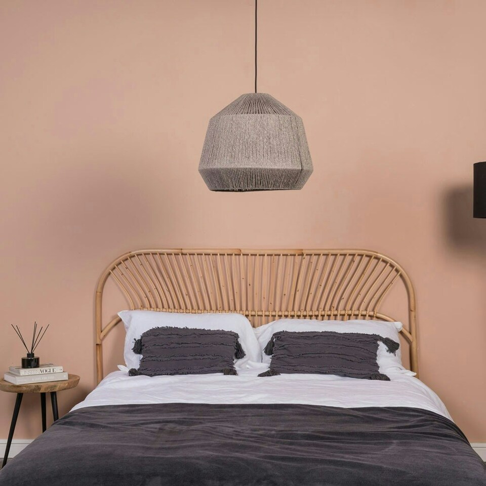 image 1 of ValueLights Riad Fabric Natural Grey Tapered Ceiling Pendant Shade