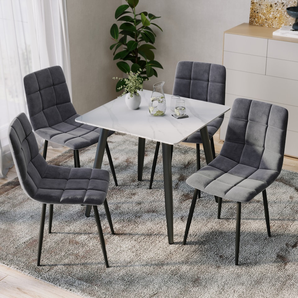 image 1 of 80cm Square Sintered Stone Top Dining Table | White | 1