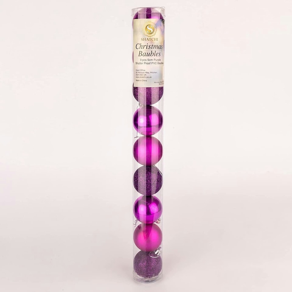 image 1 of 50mm/18Pcs Christmas Baubles Shatterproof Purple,Tree Decorations