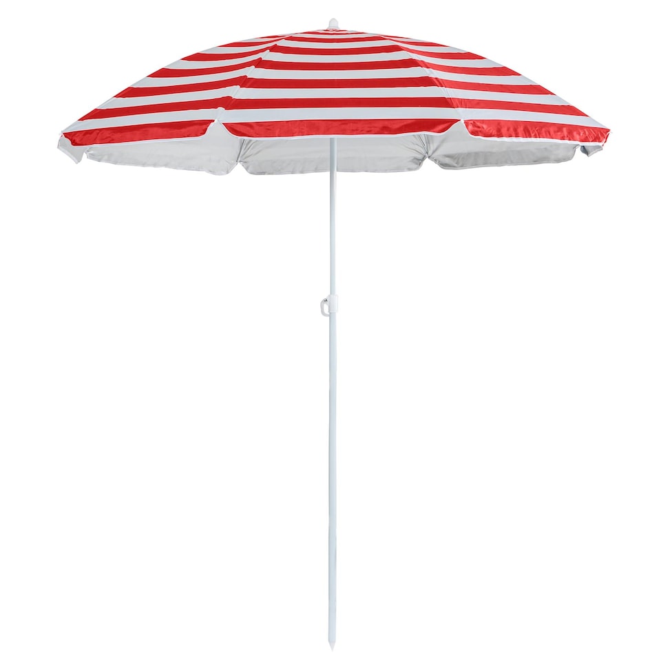image 1 of Harbour Housewares Metal Beach Parasol - 1.8m  - Red Stripe