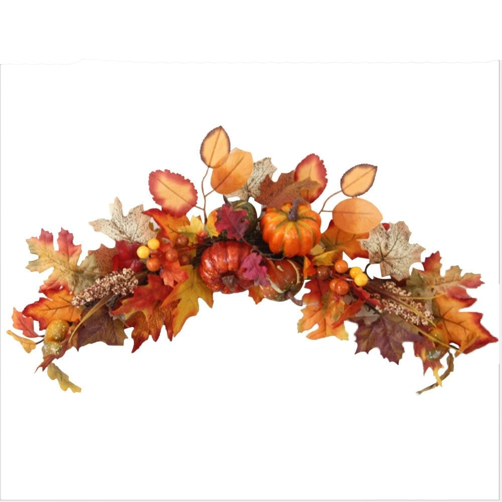 Living and Home Artificial Maple Leave Wreath Halloween Decor
