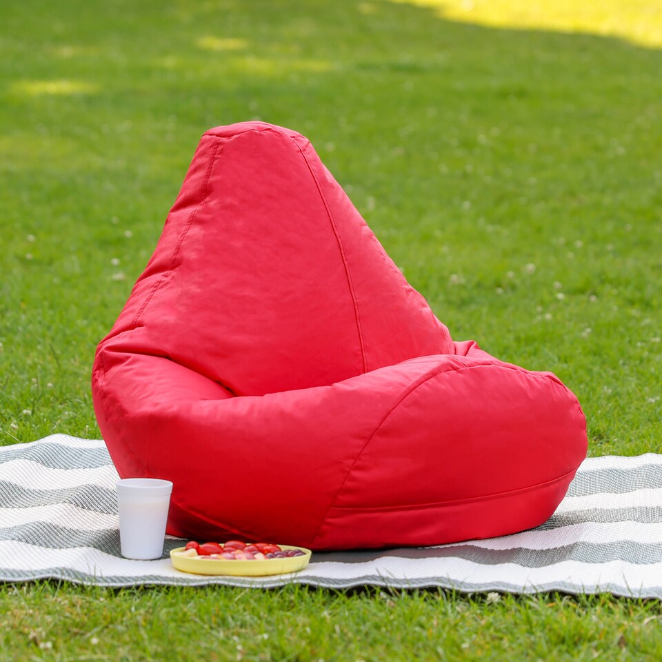 image 1 of Kids High Back Bean Bag Red Indoor Outdoor Childrens Bean Bags | Red | Red | M | 1