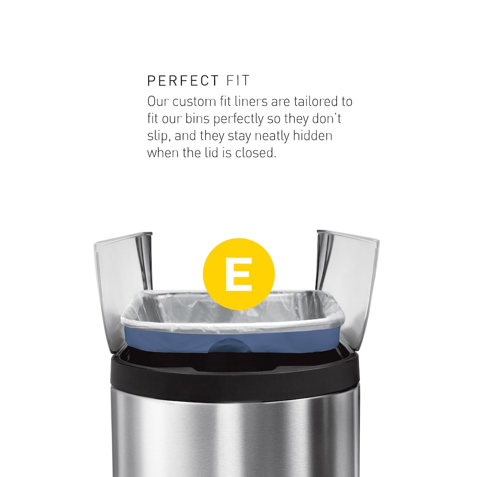 image 1 of Simplehuman 20L Code E Bin Liners, 50% Recycled Custom Fit Bin Bags, Pack of 60 | White | Code E | Code E | 3