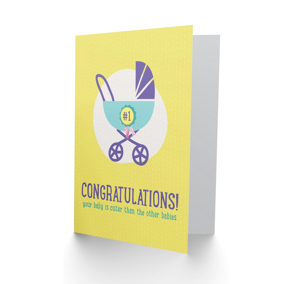 image 1 of Congratulations Baby Stroller Yours Is Cuter New Baby Card