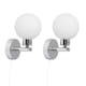 image 1 of Pair of Polished Chrome IP44 Bathroom Globe Wall Light With Pull Cord Switch | Chrome | 2