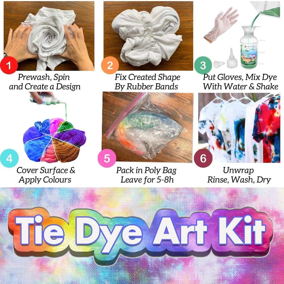 image 1 of Desire Deluxe Tie Dye Kit – Set of 18 Colours Ink Tie-Dye Kits for Dyeing Fabric, Clothes – Creative Art Craft Games Activity for Kids & Adults (180pc)