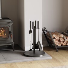 Fire Vida 5 Piece Warwick Companion Set Fireside Fireplace Accessory, Black