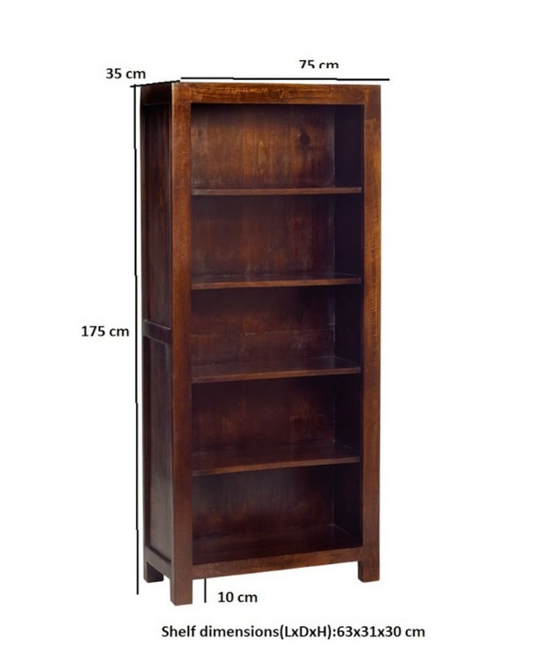 image 1 of Toko Dark Mango Large Open Bookcase - Solid Mango Wood - L34 x W75 x H175 cm