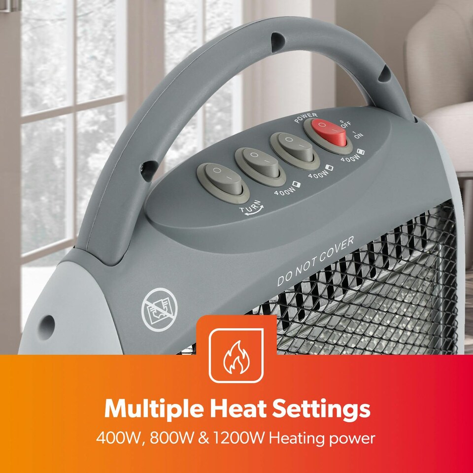 image 1 of GEEPAS 1200W Halogen Heater Pack of 2 - Grey