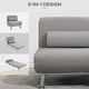 image 5 of HOMCOM Folding 5 Position Convertible Sleeper Chair Sofa Bed Grey Silver