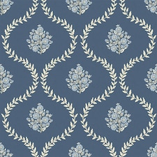 Posy Trellis Wallpaper in Cream on Navy | Blue | Cream on Navy