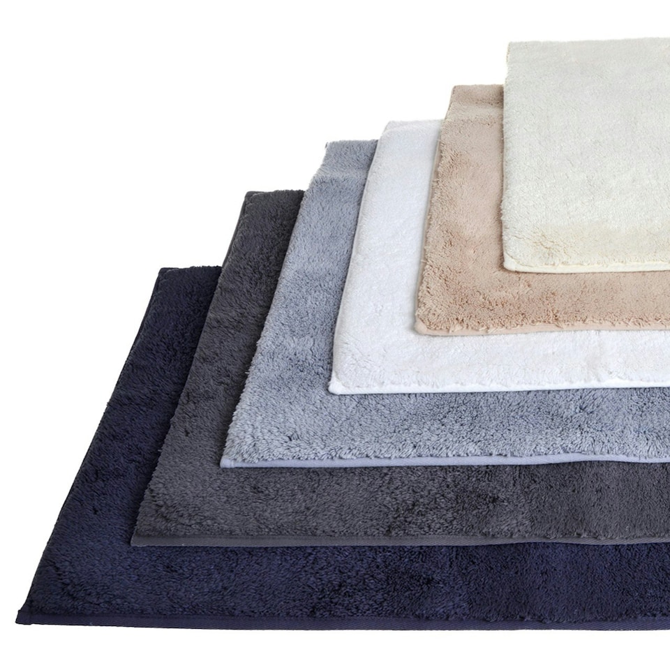 image 1 of Hotel Luxury Deep Pile Bath Mat - Slip Resistant, Anti-Viral Bathroom Rug Blue | Navy