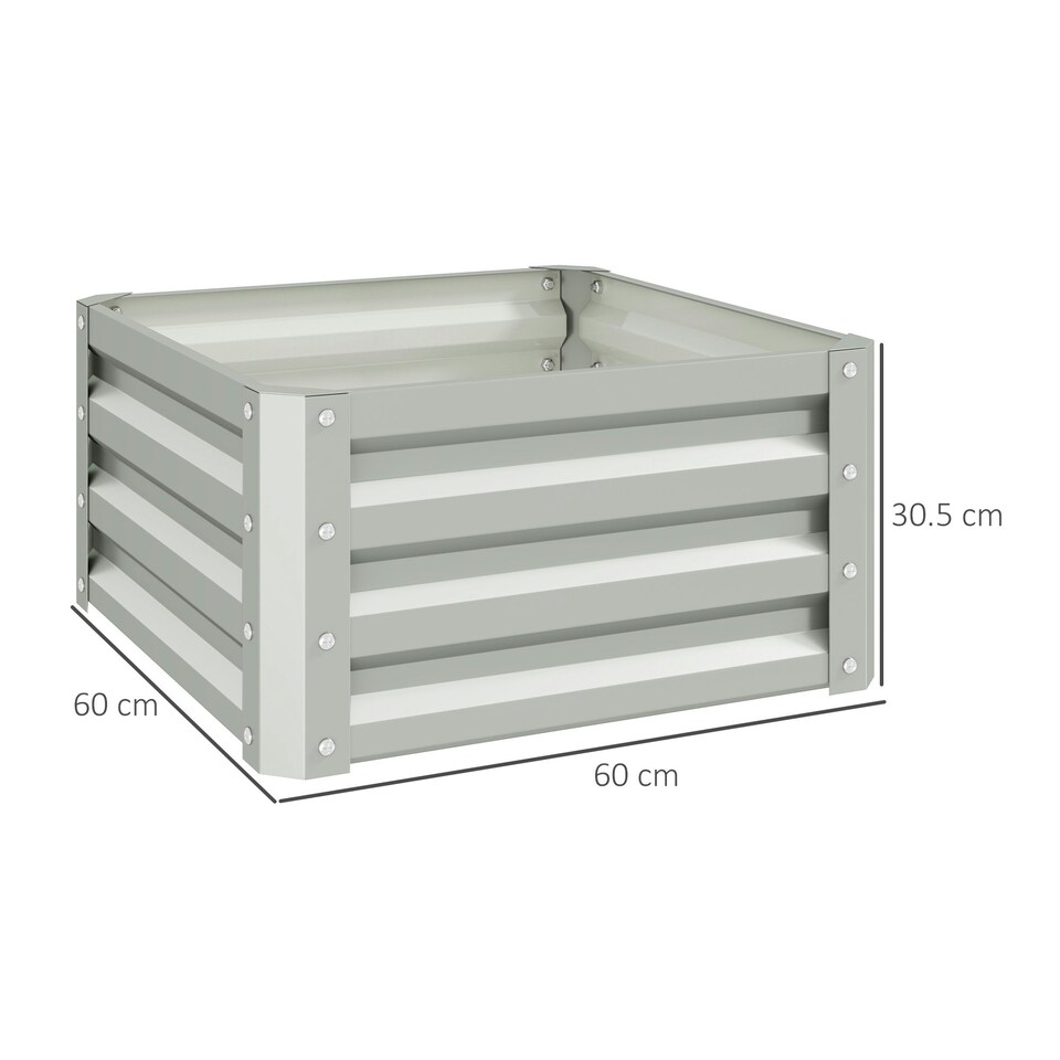 image 1 of Outsunny Set of 2 Raised Garden Bed Galvanised Planter Box, Light Grey