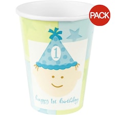 Amscan 1st Birthday Party Cup (Pack of 8) - White/Yellow/Blue - One Size