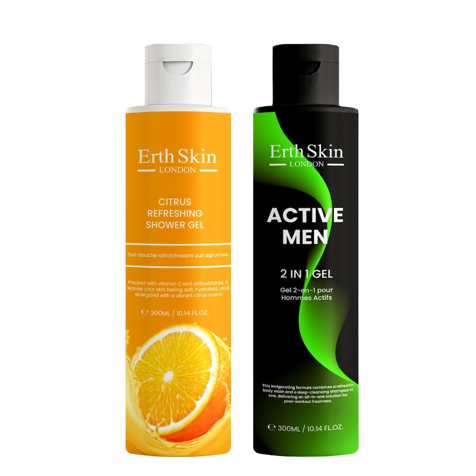 Erth Skin London Active Men 2-in-1 Gel 300ml + Citrus Refreshing Shower Gel 300ml