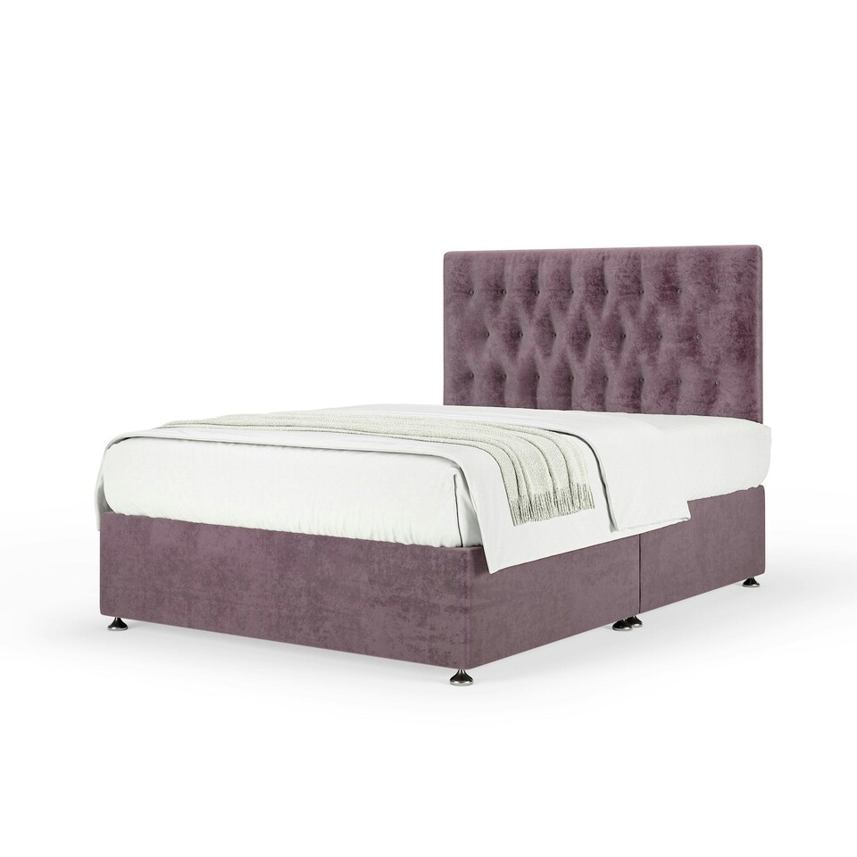 image 1 of Memory Maestro Memory Foam Mauve Naples Velvet Divan Set And Lona Headboard Single